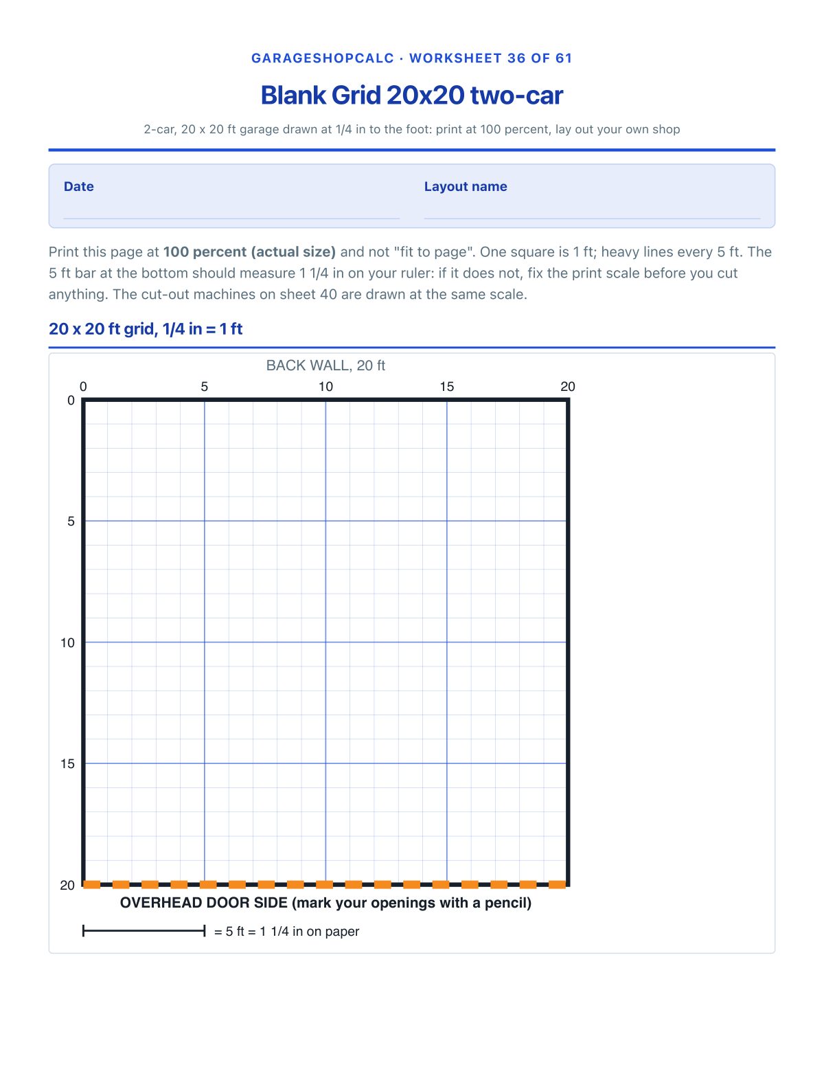 Blank scaled grid for your own layout